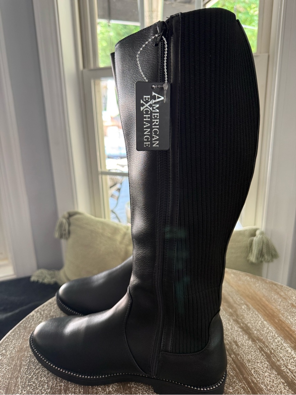 American Exchange Black Stretch Riding Boots